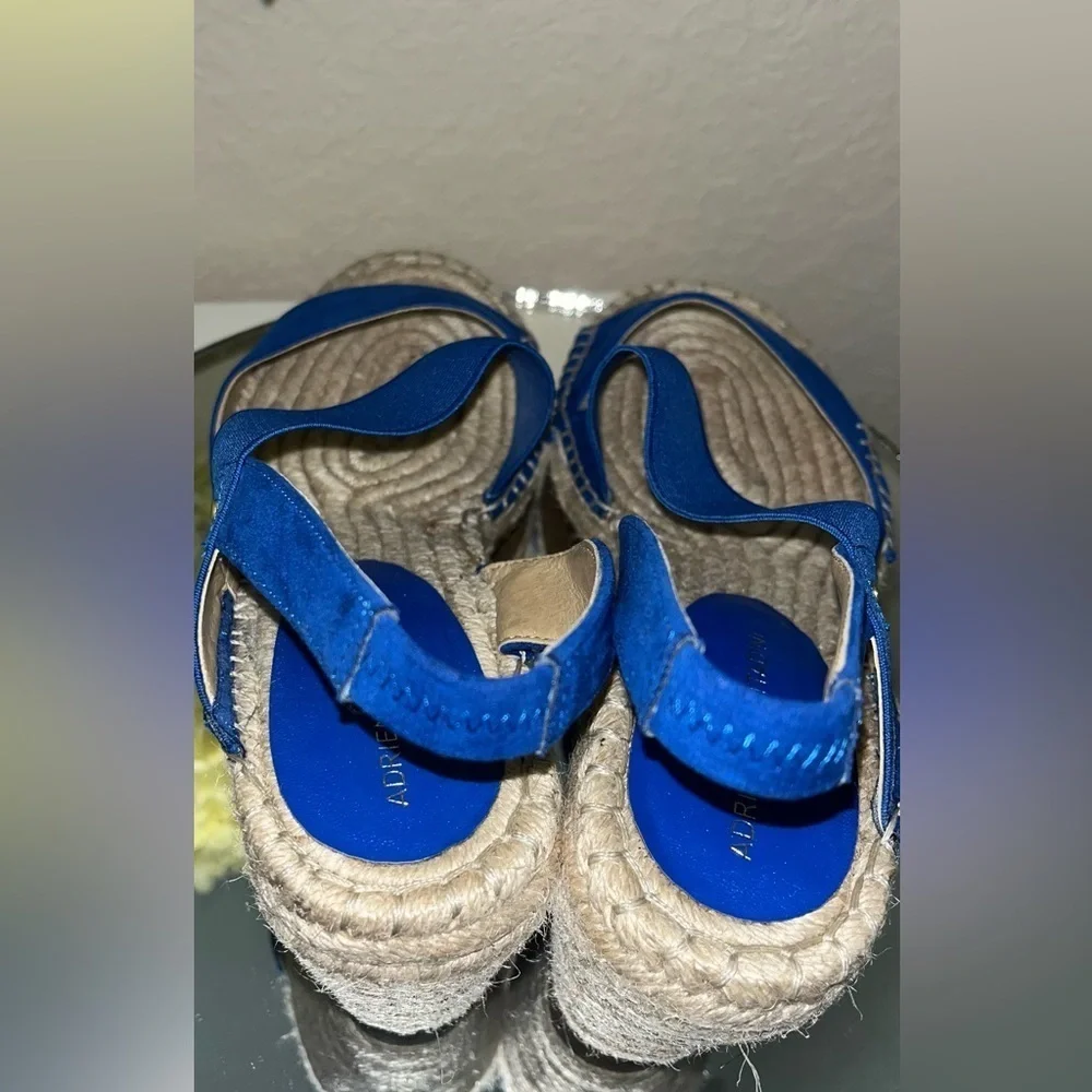 Adrienne Vittadini Crete Espadrille Sling Back Wedge Sandals Blue Women's